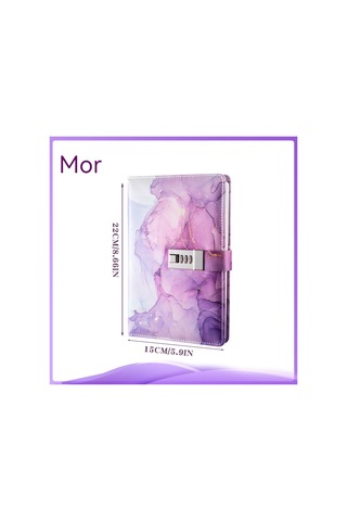 Tuomeng A5 Moda Şifre Kitabı Kilitli Yaratıcı Hesap Notu Dizüstü Şifre Kitabı-mor