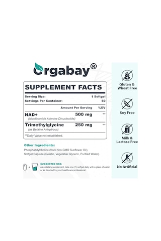 Orgabay Liposomal Nad+ Supplement 500 Mg, High Absorption, Bo...