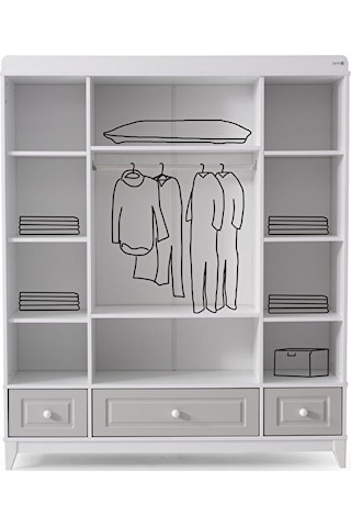 Aymini Joy 4 Kapılı Bebek Odası Takımı Beyaz - Gri