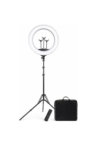 21 İnç 54 Cm Profesyonel Ring Light 210 Cm Ayarlanabilir Tripodlu, 3'lü Telefon Tutuculu, 3 Işık Modlu, Parla