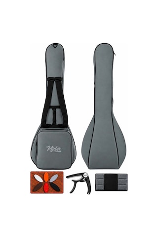 Midex CS-107 Kısa Sap Saz Bağlama Gigbag Çantası Kılıfı Kalın Soft Case (Kapo + 6 Adet Mızrap + Mızrap Cüzdanı)