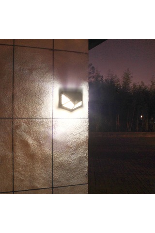 Singree Güneş Enerjili Dört Yönlü Aydınlatma Duvar Lambası - İnsan Algılama 100 Led - Dış Mekan Bahçe Işığı Siyah Beyaz