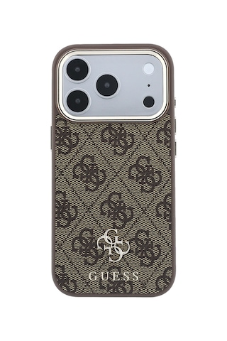 İphone 17 Pro Kılıf Guess Lisanslı M-safe Şarj Özellikli Small 4g Ve Classic Logolu Kapak Kahverengi