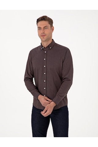 Pierre Cardin Erkek Koyu Kahverengi Gömlek Desenli 50311487-vr084 Koyu Kahverengi