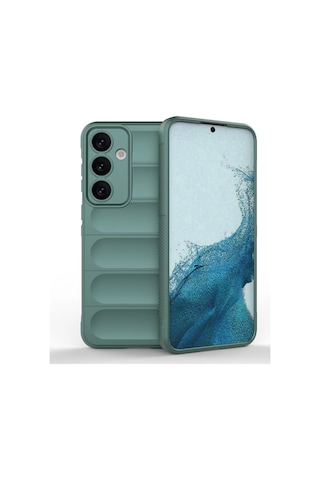 Samsung Uyumlu Galaxy S24 Kılıf Optimum Silikon - Koyu Yeşil Düz Renkli,