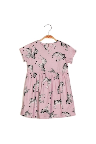 Zeyland Kız Çocuk Kısa Kollu Desenli Elbise-k.pembe Pembe
