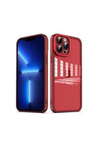 Zeyline Apple Uyumlu iPhone 12 Pro Max Kamera Korumalı Transparan Zore Post Kapak-kırmızı