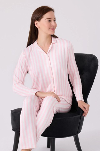 Arnetta 3065 Uzun Kol Kadın Pijama Takımı Toz Pembe Toz Somon