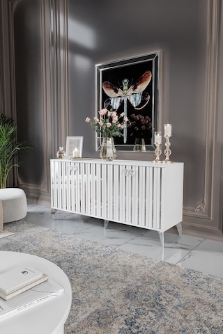 DUBAİ KONSOL MDF MEBRAN KAPAK BEYAZ GÜMÜŞ