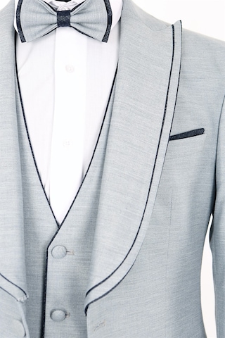 Jakamen Koyu Mavi Slim Fit Çıkma Sivri Yaka Yelekli Erkek Damatlık Mavi