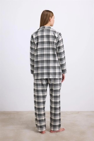 Will Like Kareli Flanel Görünümlü Uzun Kollu 2'li Pijama Takımı Antrasit