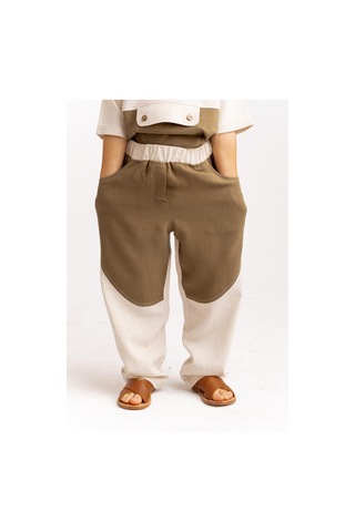 Oliven The Kid İki Renkli Keten Erkek Çocuk Pantolon Caramel Caramel Kahverengi