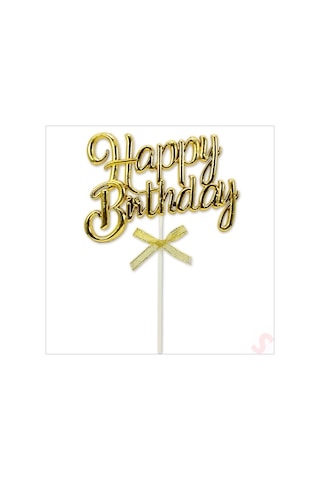 Happy Birthday Pasta Süsü, 23cm X 12,5cm - Altın