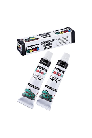 Siyah Kontür Boyası 25 ML 2 Adet Cam Vitray Boyası Kontur Siyah Vitray Çalışması