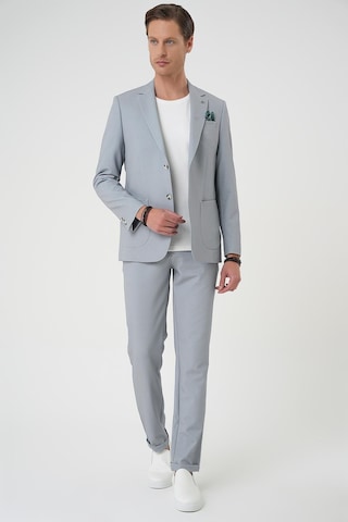 Comfort Fit Mono Yaka Çift Yırtmaç Torba Cep Kendinden Desenli Casual Gri Ceket C 705 Gri