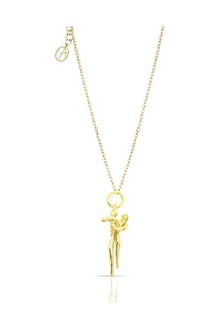 Oya Silver Hareketli Sarılan Çift 24k Altın Kaplama Gümüş Kolye 2.9x1cm Oyot396