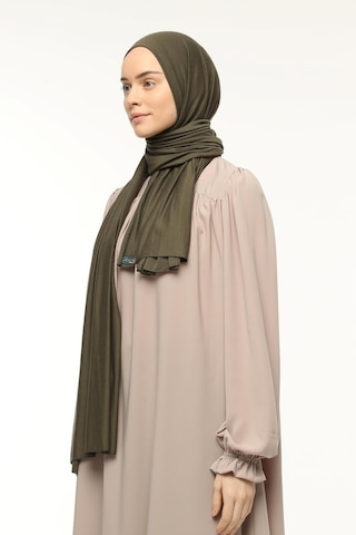 Tesettür Penye Şal Düz Asker Yeşili