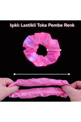 Pembe Renk Led Işıklı Lastikli Saç Tokası Çok Renkli