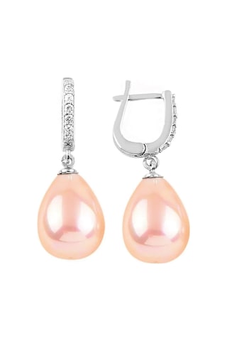 Gümüş Damla Model Kolye Küpe Pembe Inci Set