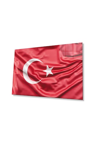 Kırmızı Dalgalı Türk Bayrağı Cam Tablo Red Wavy Turkish Flag Glass Painting