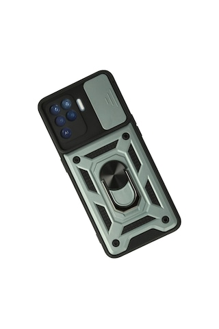 Newface Oppo Reno 5 Lite Kılıf Pars Lens Yüzüklü Silikon Glblseme - 63 - Yeşil