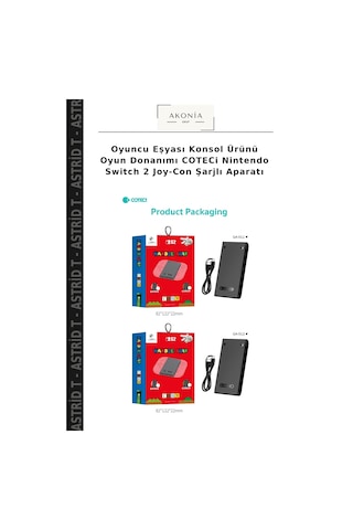 Oyuncu Eşyası Konsol Ürünü Oyun Donanımı Coteci Nintendo Switch 2 Joy-con Şarjlı Aparatı