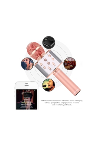 Teltree Ws858 Kablosuz Mikrofon, Bt 4.1 İle Akıllı Telefon İle Canlı Yayın, Karaoke Ve Kayıt İçin Portatif Ses Kartlı Mavi Altın