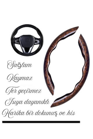 Karbon Fiber Direksiyon Kılıfı Direksiyon Koruyucu Kılıf Kahverengi
