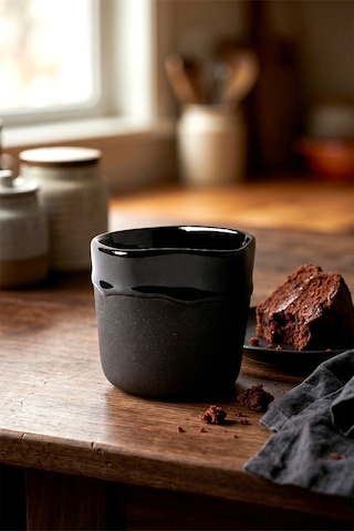 Must Siyah Mavi Stoneware Hareli El Yapımı Mug Fincan 2li Set 8637