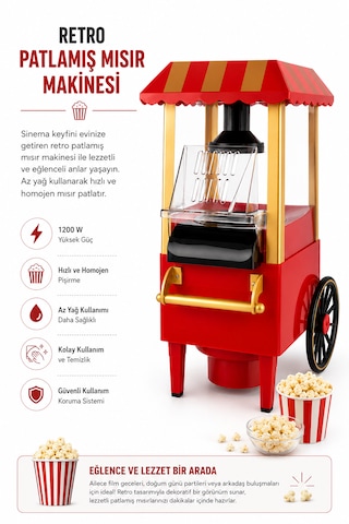 Polygold Retro 270 ML Patlamış Mısır Makinesi