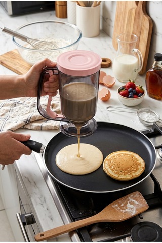 Royalgross Siyah-pembe Pratik Hamur Porsiyonlayıcı 900 Ml Ölçekli Krep Pankek Waffle Kek Muffin Hamur Dağıtıcı Akıtıcı