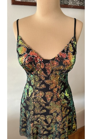 Chica Rosa Fashion Askılı Pullu Kısa Elbise Bakır