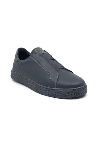 Catelli %100 Deri Tam Ortopedik Yumuşak İç Taban Erkek Kışlık Rahat Günlük Lastikli Sneaker Ayakkabı 40-44 Füme