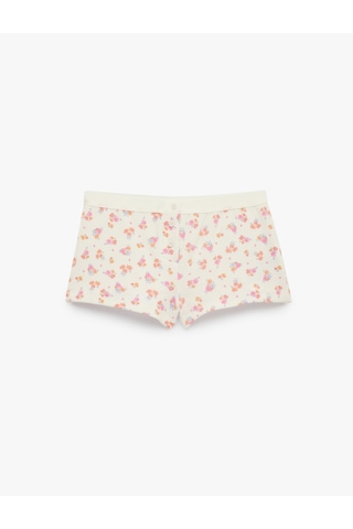 Koton Rahat Kesim Düğmeli Çiçekli Şort Pijama Altı Lila Desenli 6slk80028mk