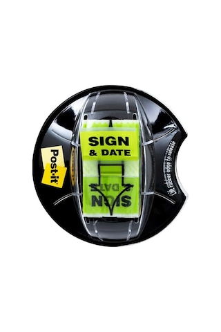 Sign And Date Bayrakları, 200/masa Kavrama Dispenseri, 1 Dispenser/paket, 1 Geniş, Parlak Yeşil 680-hvsd