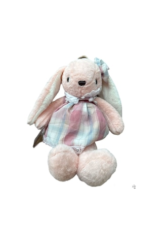 Kulaklı Elbiseli Tavşan Uyku Arkadaşım Peluş Oyuncak 55 Cm Pembe