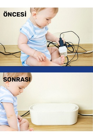 Siyah Kablo Düzenleyici Çoklu Priz Kutusu Kablo Organizer Siyah