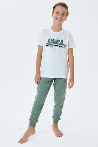 U.S. Polo Assn. Erkek Çocuk Kısa Kollu Pijama Takım Bej-2311 Bej
