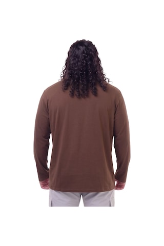 Erkek Büyük Beden 115 - 155 Kilo Arası Uygun Bedenli % 100 Pamuk Uzun Kol Bisiklet Yaka Sweatshirt Kahverengi