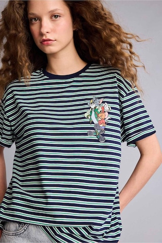Defacto Tom & Jerry Oversıze Slogan Desenli Kısa Kollu Tişört G0844ax26spnv105 Lacivert-nv105