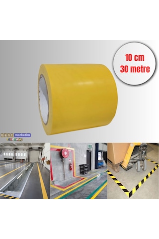 Yer Işaretleme Bandı Sarı 10cmx30m Sarı Zemin Bandı Sarı Ikaz Bandı 100mm