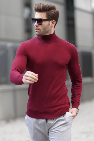 Madmext Bordo Balıkçı Yaka Erkek Triko Kazak 6809-bordo Bordo