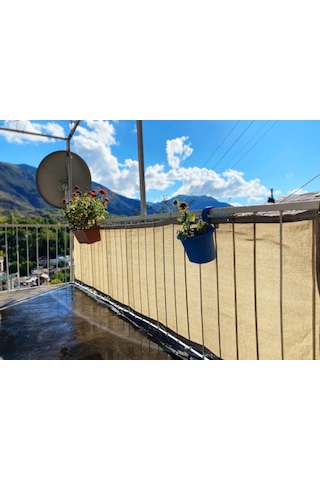 Morilu Çit Filesi - Gölgelik File - 95'Lik Şeritli Halkalı - Krem - Gölgelik Tente - Araba Güneşlik - Çit Örtüsü