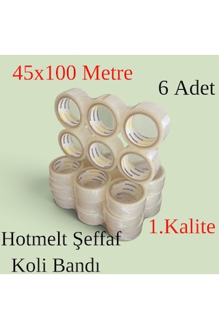 6 Adet - Liebherrman - 45x100 Metre Hotmelt 1. Kalite Şeffaf Koli Bandı -aynı Gün Kargo