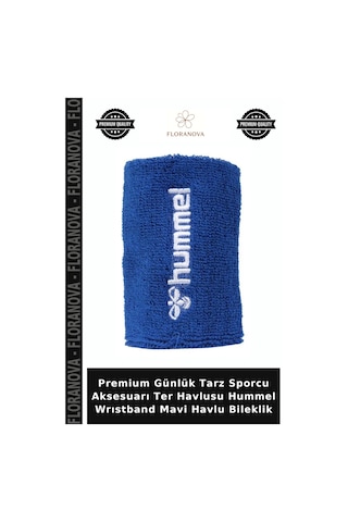 Premium Günlük Tarz Sporcu Aksesuarı Ter Havlusu Hummel Wrıstband Mavi Havlu Bileklik