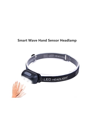 Vkemall Usb Şarjlı Akıllı Sensörlü Kafa Lambası, Dış Mekan Kullanıma Uygun, 350 Lümen, 90 Derece Ayarlanabilir, 3 Vites + Sos, Su Geçirmez Beyaz Beyaz