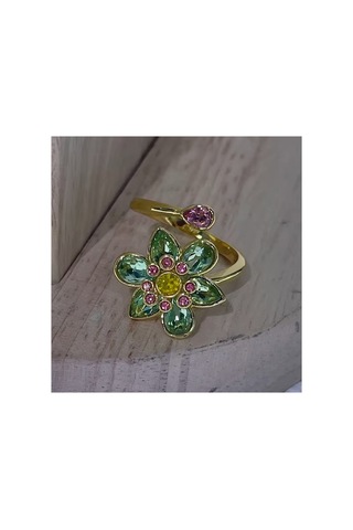 Adelora Çiçek Desenli Kristal Vintage Retro Küpe Altın