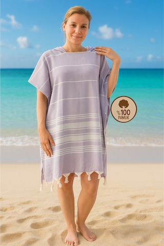 %100 Pamuk Yetişkin Peştemal Panço Bornoz Plaj Havlusu Lila L-xl Lila