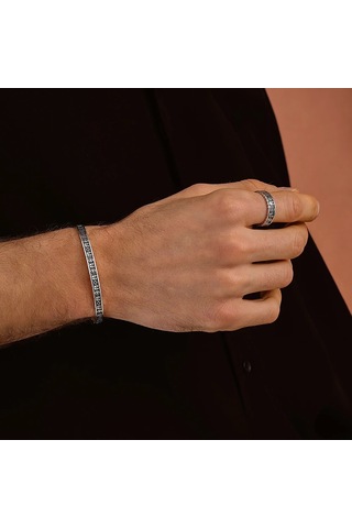 925 Ayar Gümüş Şövalye Maskesi Unisex Kelepçe Bileklik Gümüş