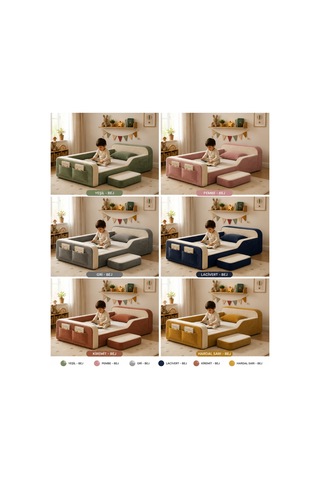 Dizanor Maxi Nest Tek Kısa Yan Kenarlı Montessori Yatak Seti - Pembe Fitilli 140 X 200